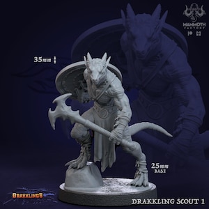 Drakkling Scout | Dragonborn Rogue Ranger Miniature | Mammoth Factory | Dragons Keep | 3d Printed Resin Mini | Fantasy | DnD | RPG