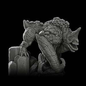 Slatescale Hornbeast | Demon Beast Miniature | Rocket Pig Games | Death Haven | 3d Printed Resin Mini | Fantasy | DnD | RPG