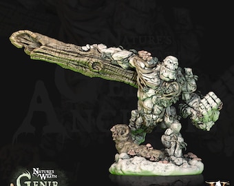 Forest Elemental | Stone Golem Rock Construct Miniature | Archvillain Games | Genir Ancients | 3d Printed Resin Mini | Fantasy | DnD | RPG