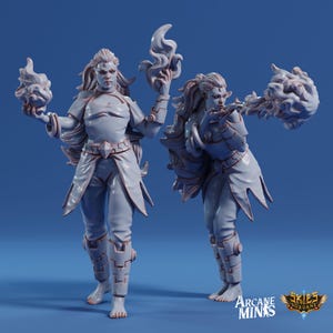Fire Elemdar Firebreather | Genasi Sorcerer Rogue Warlock Miniature | Sordane Publishing | Cirque Du Sordane | 3d Printed | Fantasy | DnD
