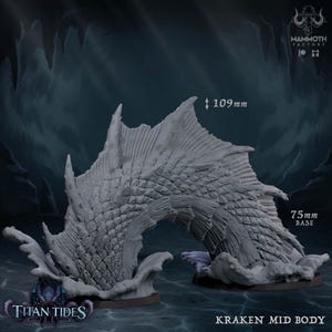 Storm Titan Kraken Mid Body | Sea Monster Creature Miniature | Mammoth Factory | Titan Tides | 3d Printed Resin Mini | Fantasy | DnD | RPG