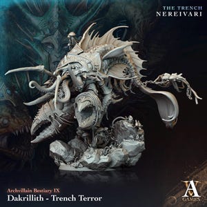 Dakrillith | Ocean Crab Monster Miniature | Archvillain Games | The Trench Nereivari | 3D Printed Resin Mini | Fantasy | DnD | RPG