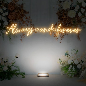Always & Forever Illuminated Neon Wall Hanging - Perfect for Weddings, Anniversaries, and Heartfelt Spaces