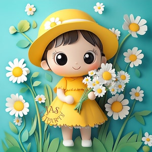 14 kamille bloemen clipart - hoge kwaliteit jpgs 3D popart lente schattig meisje kinderkamer verjaardag clipart kaart maken commercieel gebruik