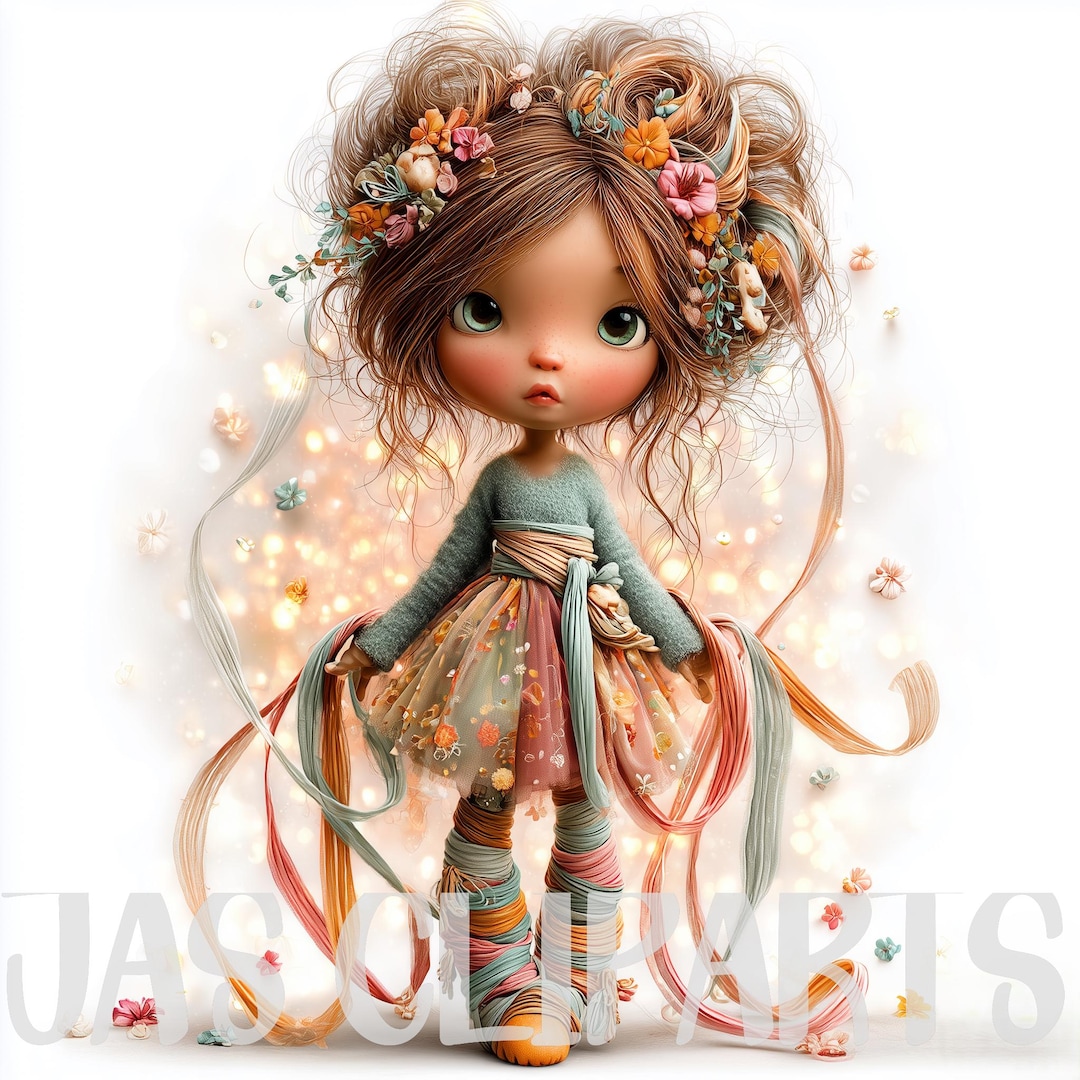 18 Printable Spring Dolls Clipart: Whimsical Girls Quirky Birthday Girl ...