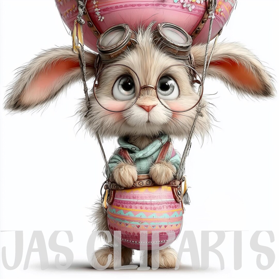 7 Quirky Easter Bunny Clipart: Whimsical Rabbit Bundle Easter Graphics ...