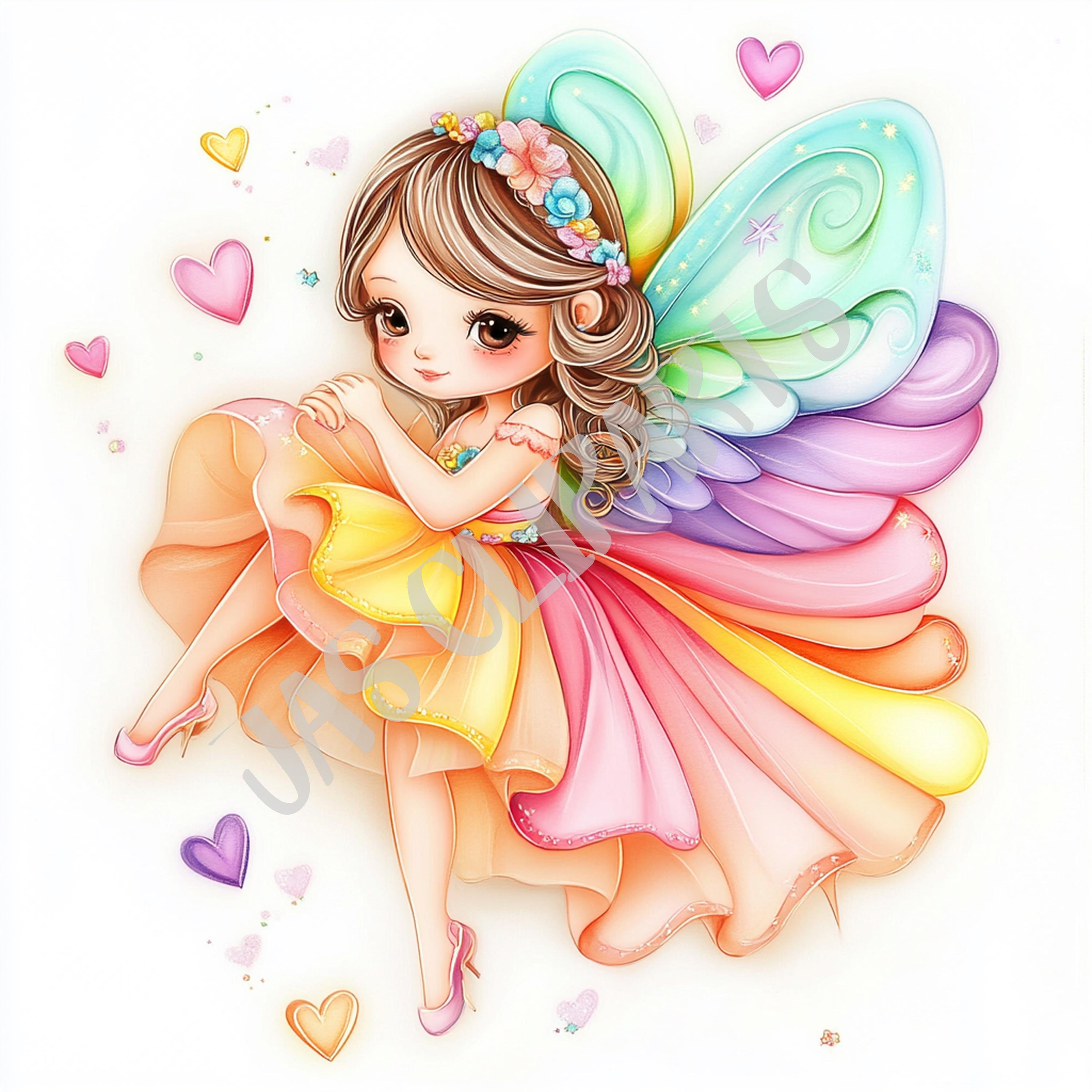 Rainbow Fairy Clipart PNG – Pastel Kids Illustration (digital Download ...