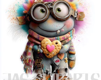 12 simpatici mostri clipart: clipart per bambini "dolcetto o scherzetto" per la cameretta dei bambini, clipart per feste di compleanno fantasy, adesivi acquerello eccentrici, inviti e lavoretti.