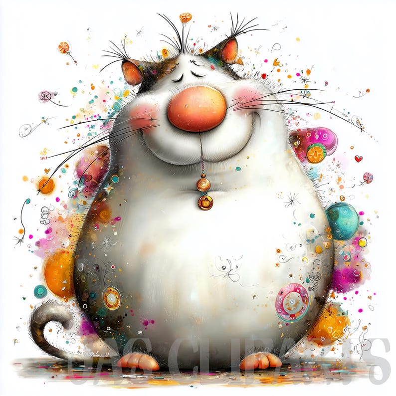 104 Various Whimsical Cats Bundle Clipart: Whimsical Cat Cliparts ...