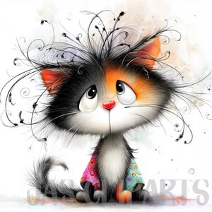 104 Various Whimsical Cats Bundle Clipart: Whimsical Cat Cliparts ...