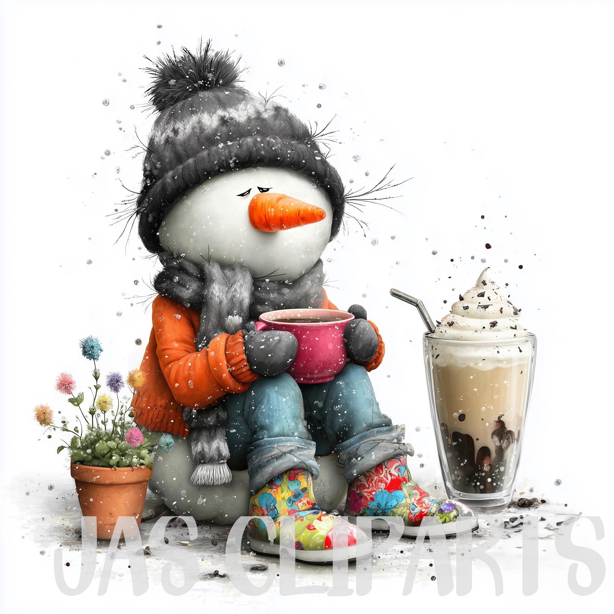 14 Cozy Winter Snowman Clipart: Cute Christmas Character PNG Whimsical ...
