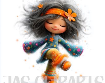 Whimsical Dance Girl Clipart: Watercolor Ephemera Bundle (Digital Download)