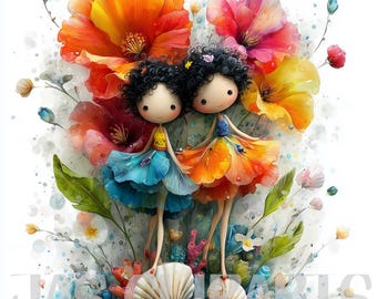 Magical Garden Fairies Clipart: Nature PNG Bundle (Digital Download)