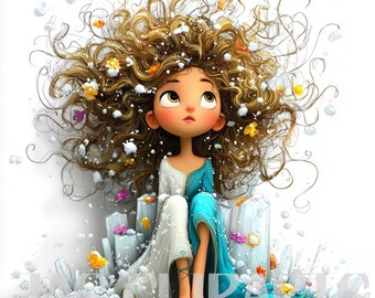 12 Princess png Bundle, Princess Clipart: Watercolor Joyful Winter Fairy Bundle Winter Fantasy Instant Download Paper Crafts Journal
