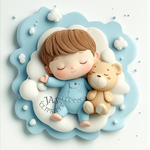 15 baby shower clipart-3D pop plasticine art png blauwe baby boy lente kinderkamer afdrukbare verjaardagskaart maken junk Journal commercieel gebruik