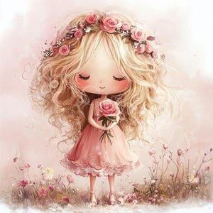 Akwarela Różowy Kwiatowy Wróżka Clipart, Wysokiej Rozdzielczości JPG, Ogród Wróżek, Magiczny Wróżkowy Przedszkole Clipart, Scrapbooking, Tworzenie Kartek na Baby Shower