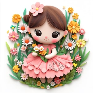 15 Baby Shower Clipart - 3D Kunst PNG Mode Baby Mädchen Korb Blume Frühling verzaubert Clipart Geburtstagskarte, die druckbare kommerzielle Nutzung