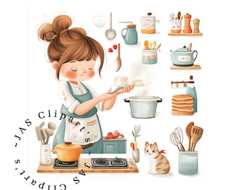 Imágenes prediseñadas de Cooking Mama / Chef de cocina horneando PNG (Descarga digital)