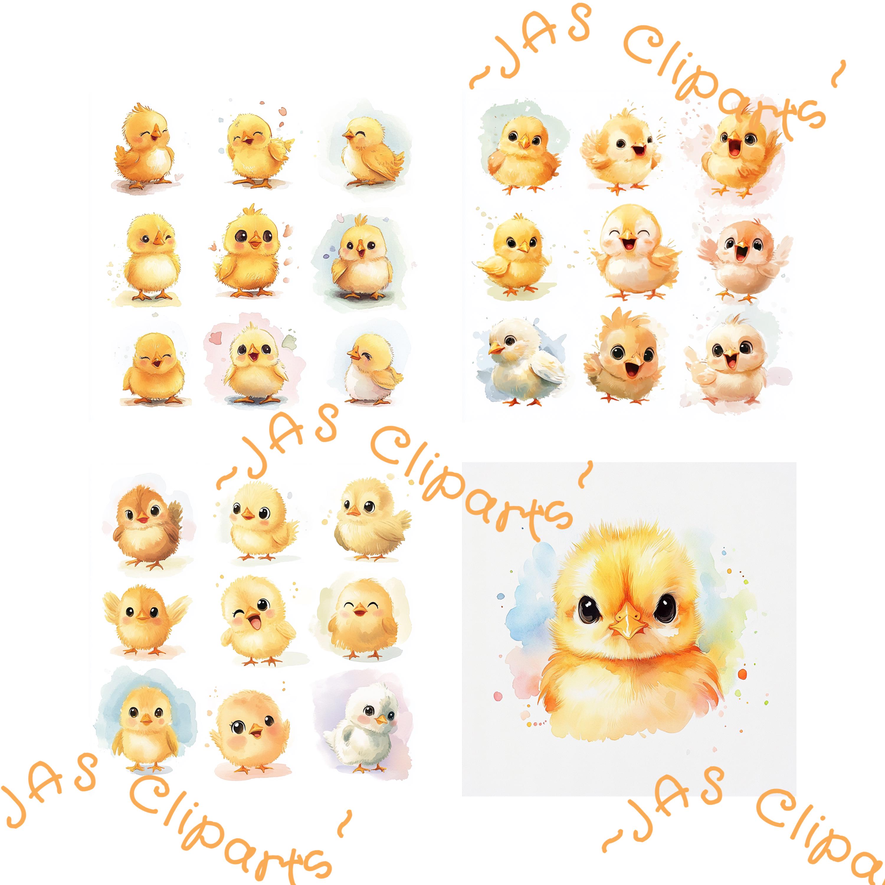 Watercolor Easter Chick Clipart | Baby Chicken PNG (digital Download ...