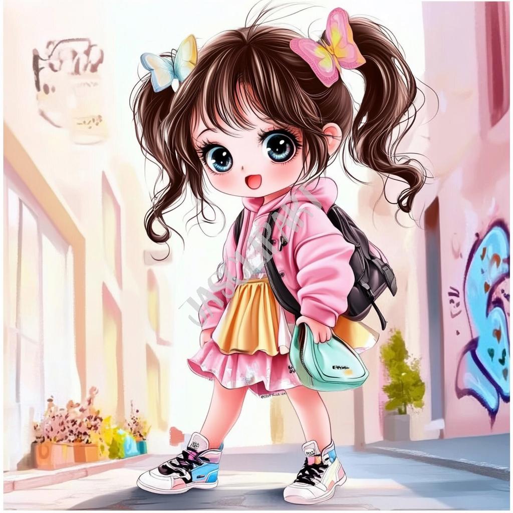 かわいい二次元の画像をプリントしたもの アニメガールビーチアートプリント - かわいい夏のイラスト（デジタル