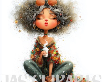 14 imágenes prediseñadas de niñas navideñas en acuarela: PNG navideños caprichosos, imágenes PNG de niñas festivas (descarga digital)