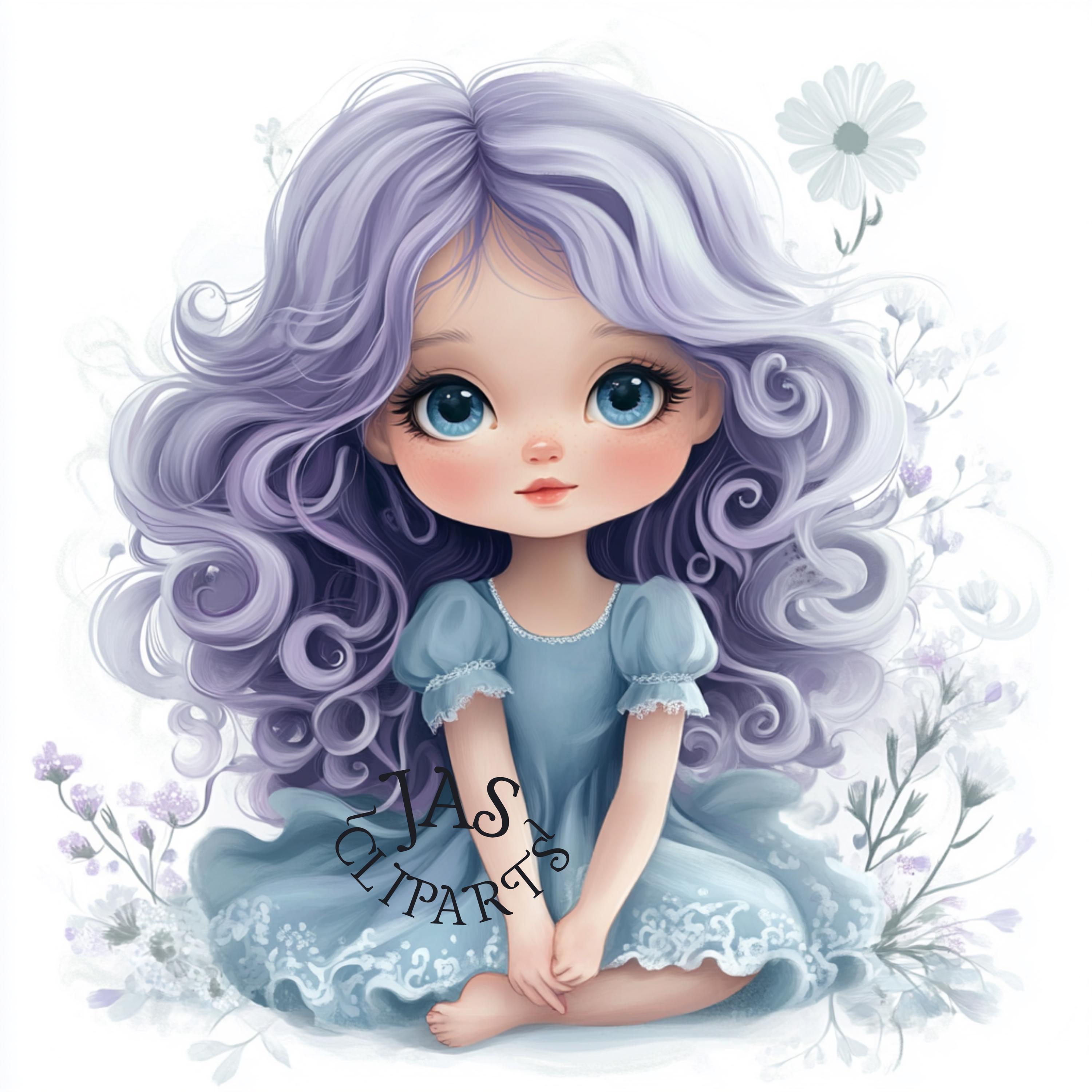 Watercolor Purple Fairy Clipart – Floral Princess PNG, Spring Art ...