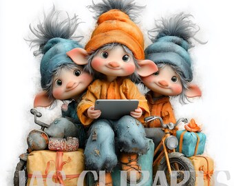 13 Little Christmas Elf Clipart: Festive Winter PNG Files Elf Funny Holiday Graphics Commercial Use Instant Download Paper Crafts Journals