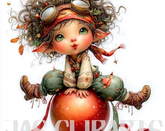 28 imágenes prediseñadas de elfos adorables y originales: JPG de acuarela en alta resolución para diarios, álbumes de recortes y creación de tarjetas. Kit de descarga digital. Fantasía, caprichoso.
