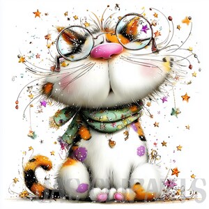 104 Various Whimsical Cats Bundle Clipart: Whimsical Cat Cliparts ...