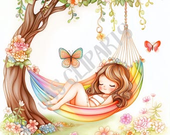Rainbow Hammock Dreams Peaceful Pride Clipart Pride Month PNG Gay Pride Flag LGBTQIA PNG Digital Download Junk Journal Digital Sticker