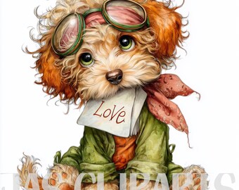 17 Valentine Animals Watercolor Clipart Bundle: Animals Valentine Day Clipart Whimsical Graphics (Digital Download) #9