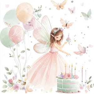 15 Birthday Watercolor Fairy Clipart JPG 300 DPI, Printable, Whimsical Nursery Decor, Scrapbooking, Commercial Use, Instant download