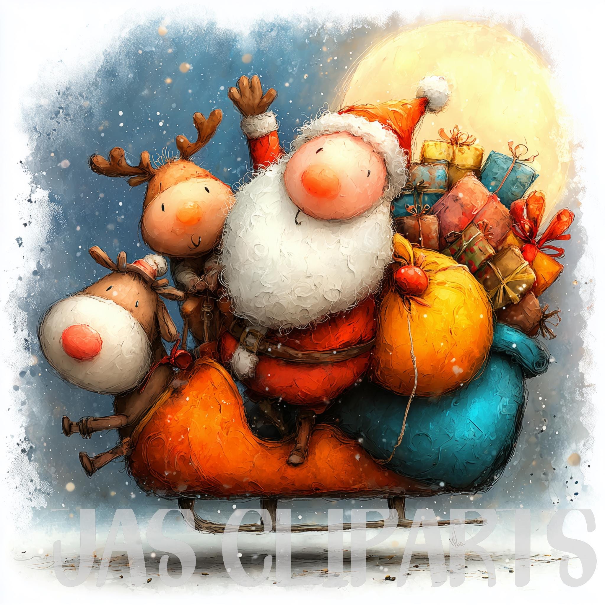 10 Santa Claus Clipart Bundle: Christmas Holiday PNG, Cute Santa and ...