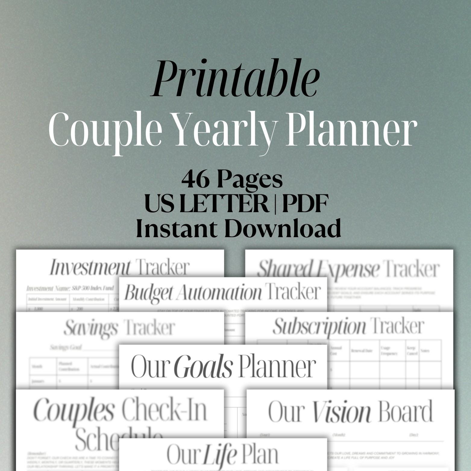 Couples Yearly Planner, Relationship Planner, Couple Goal, Couple Trackers, Weekly, Monthly, Couples financial planner, Journal, Check-Ins