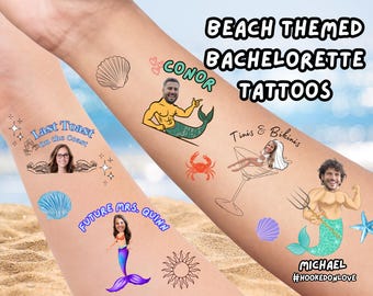 Last Toast on Coast - Seashells Wedding Bells- Bach Party Favor - Custom Temporary Tattoos - Bachelorette Tattoos- Beach Bach - Bride Tattoo