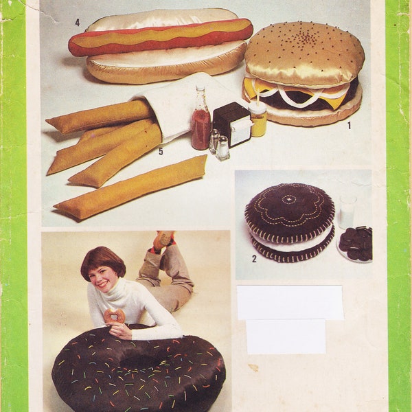 Giant Food Pillows Pattern Hamburger French Fries Donut Cookie Hot Dog Simplicity