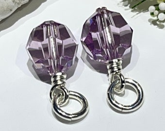 2 Charms - Light Amethyst Swarovski Crystal Hoop Charm Dangles-Interchangeable-Changeable Hoop Charms-Earring Charms-June  Birthstone Charm