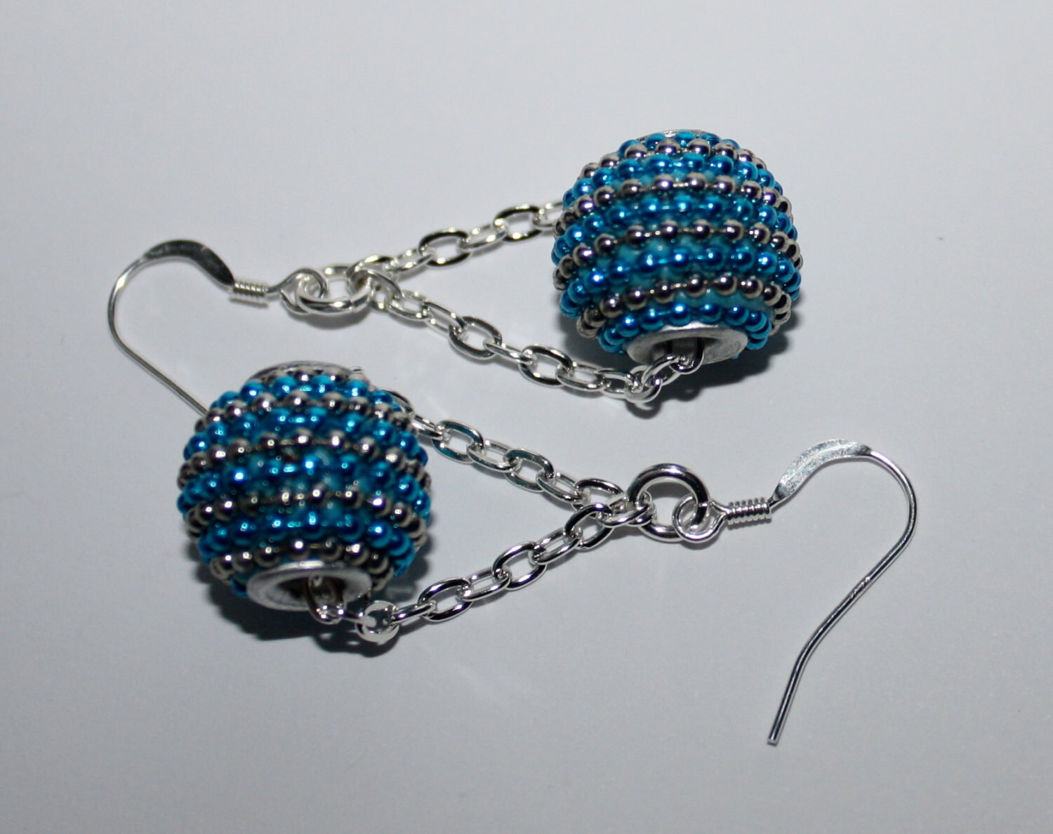 Ball and Chain Earringspave Beaded Ball Earringsturquoise Etsy