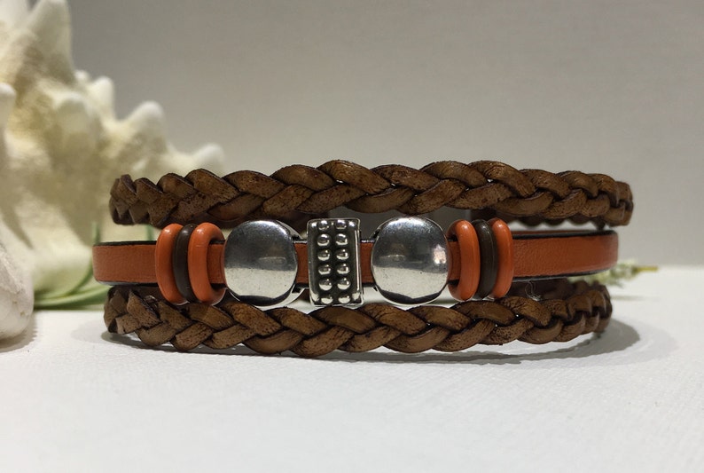 Bracelet-triple Strand Leather Cuff-triple Strand Boho-triple Strand 5mm Flat Leather-leather ...