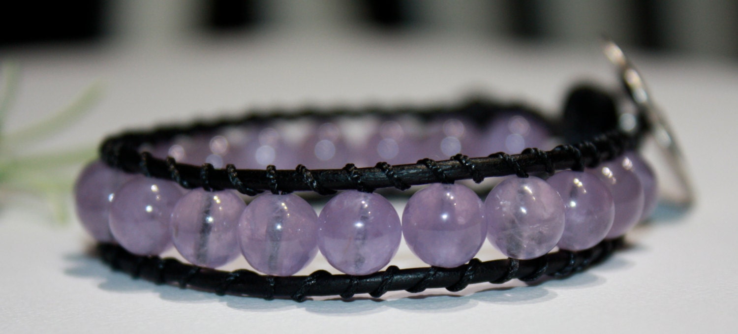 Single Ladder Wrap Bracelet Amethyst Purple Round Gemstones - Etsy