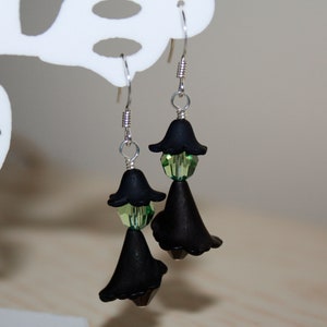 Halloween Witch Earrings, Wicked Witch, Green Face Witch, Halloween Accessories, Black Witch Earrings, Whimsy Witch Earrings image 3