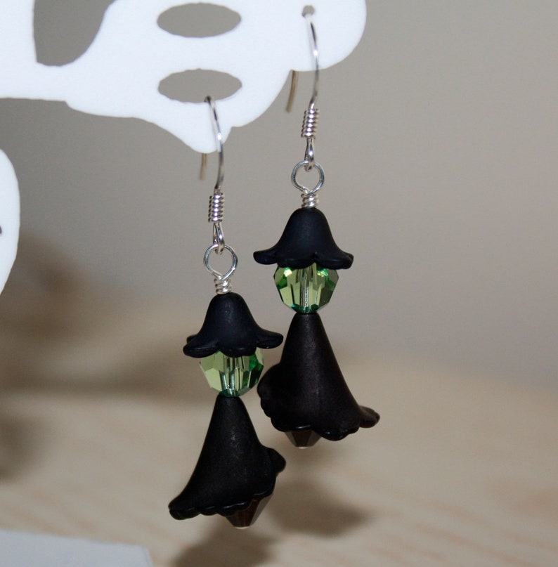 Halloween Witch Earrings, Wicked Witch, Green Face Witch, Halloween Accessories, Black Witch Earrings, Whimsy Witch Earrings image 3