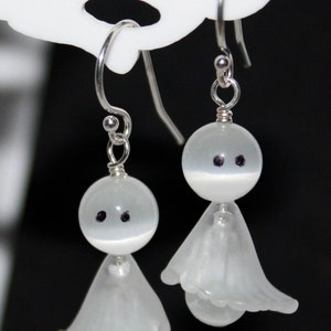 Ghost Earrings-Halloween Earrings-Friendly Casper White Ghosts-Ghost Short Drop Dangle Earrings-Fun Whimsy-Spirit-October Ghost-Seasonal image 2
