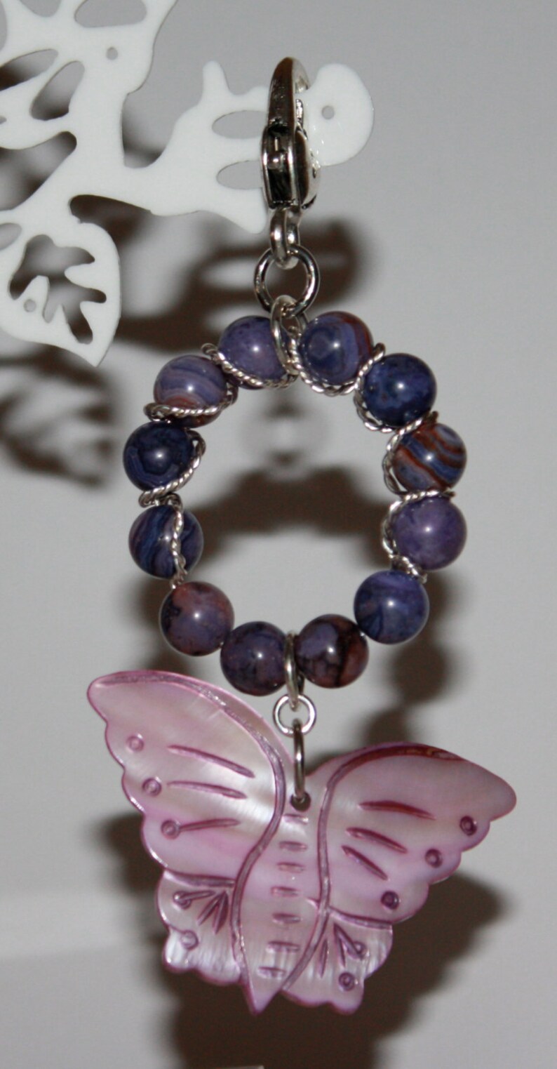Purse Accessory Charm Dangle Keychain Butterfly Shell Pendant Etsy