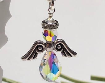 Swarovski Crystal Angel Necklace: Sterling Silver Guardian Charm