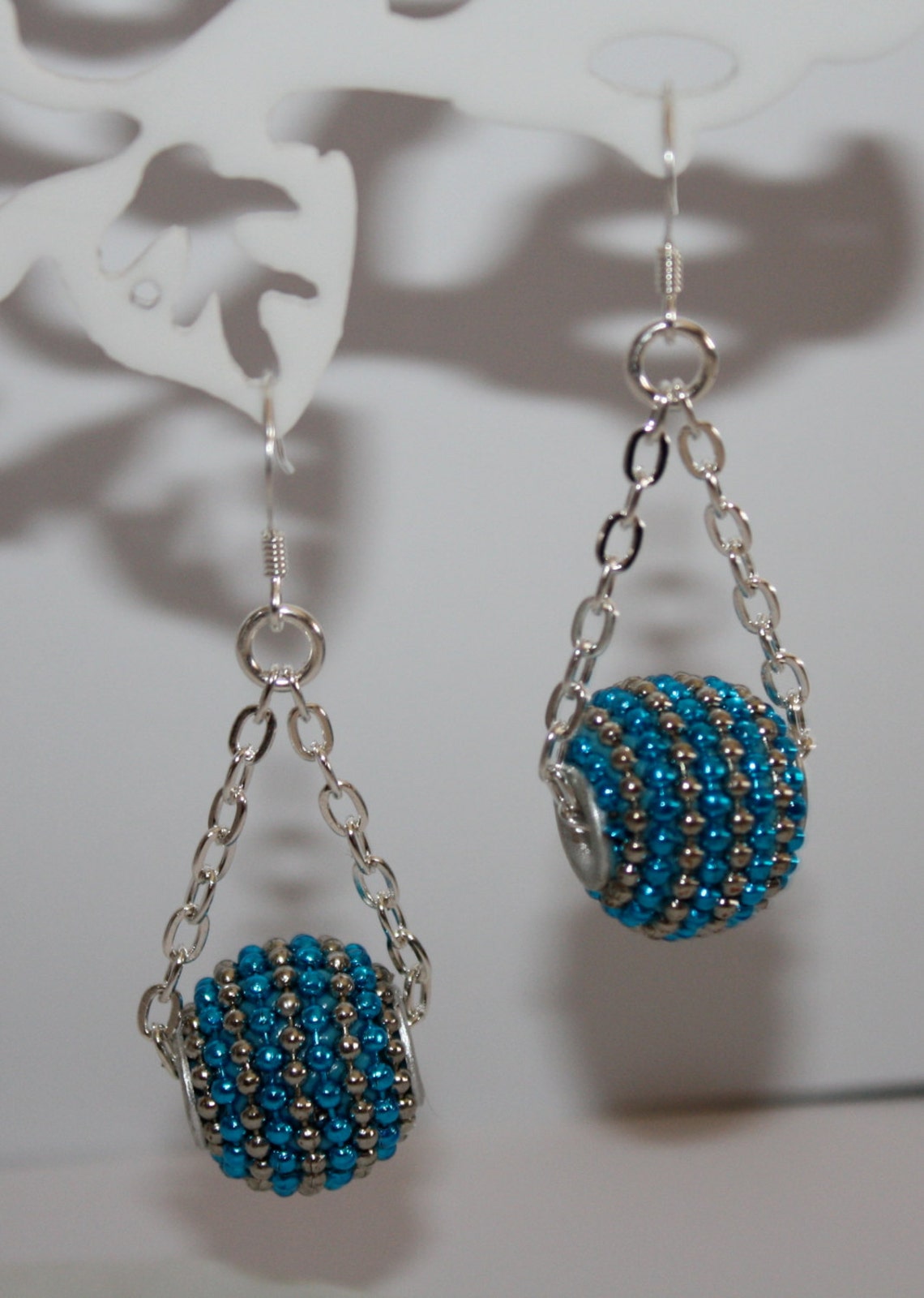 Ball and Chain Earringspave Beaded Ball Earringsturquoise Etsy