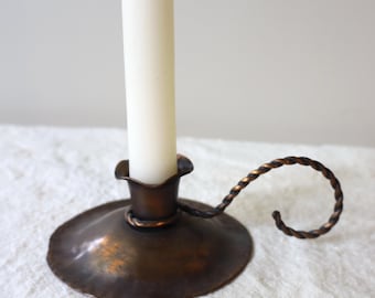 Candelabro de cobre vintage / Hecho a mano en EE. UU. / Laguna Beach Craftsman Studios