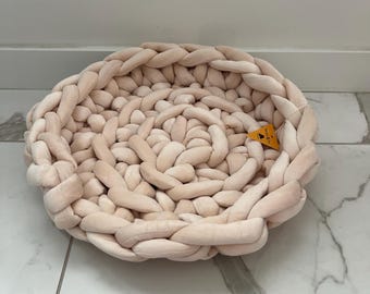 Cama/Cama de Veludo Pelúcia Feita à Mão para Animais de Estimação: Ninho de Tricô Grosso para Cães e Gatos