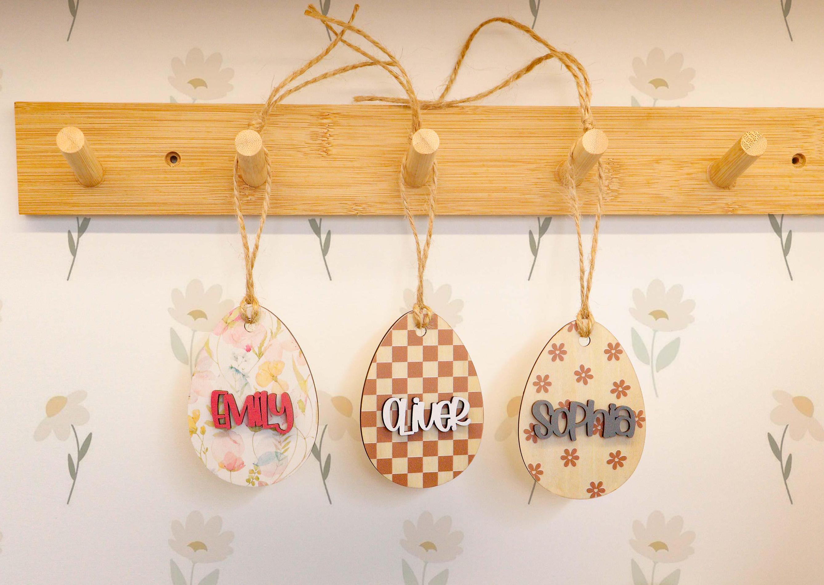 Personalized Easter Basket Tag, Kids Easter Name Tag, Easter Egg Name Tag, Wooden Easter Gift Tag, Easter Name Gift Tag, Easter Gift Tag
