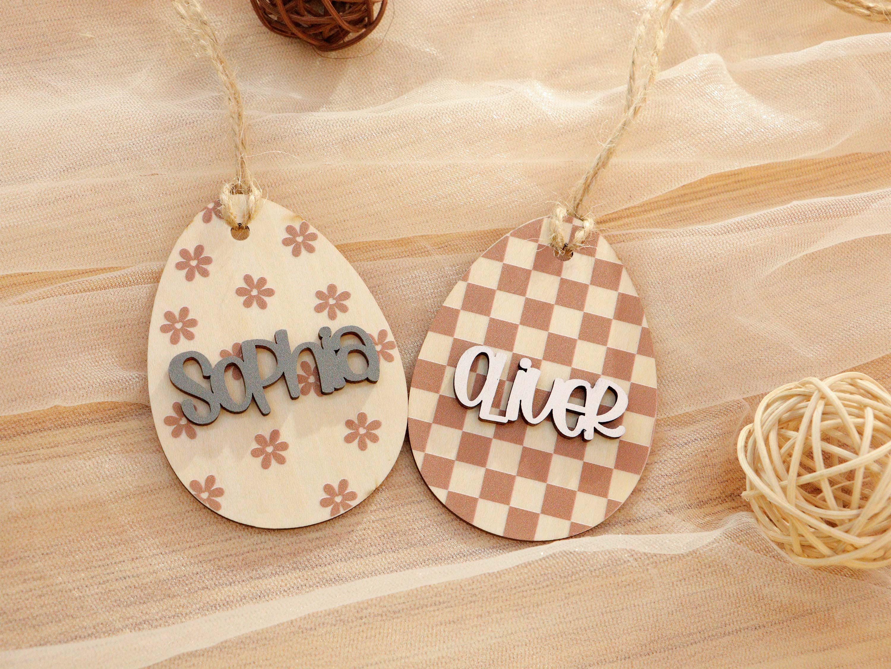 Personalized Easter Basket Tag, Kids Easter Name Tag, Easter Egg Name Tag, Wooden Easter Gift Tag, Easter Name Gift Tag, Easter Gift Tag
